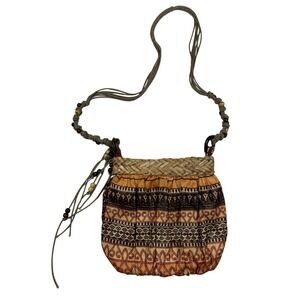 Sun n Sand Boho Woven Straw Accent Shoulder Bag Beaded Strap